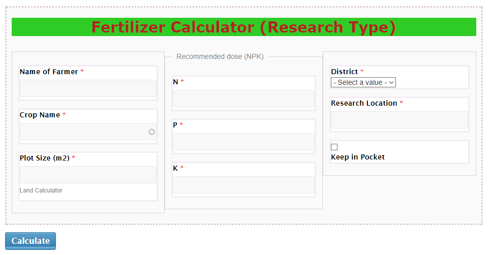 Fertilizer Calculator (Research Type) KrishiTools